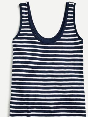 J.Crew Perfect Rib Scoopneck Navy and White Striped Tank Top